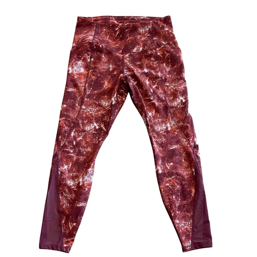 All in‎ Motion Rust and White Print Leggings Medium